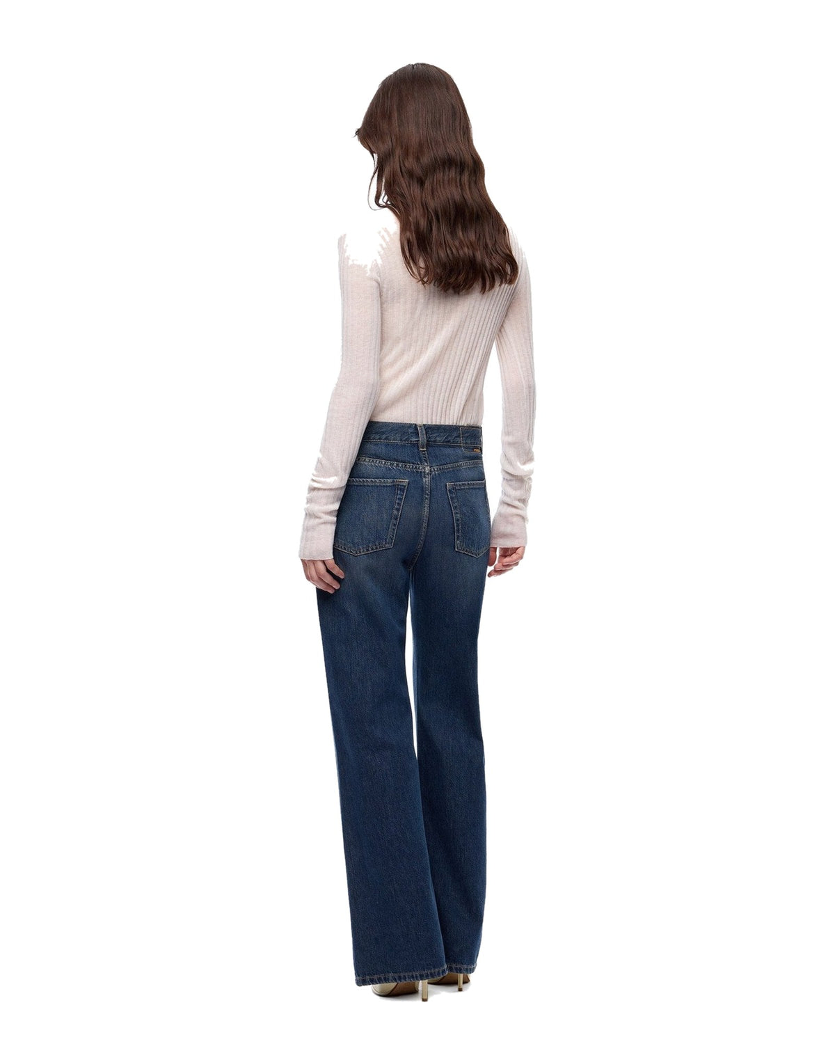 Pinko Wanda, jeans wide leg in denim soft, colore blu scuro, immagine 4 di 6