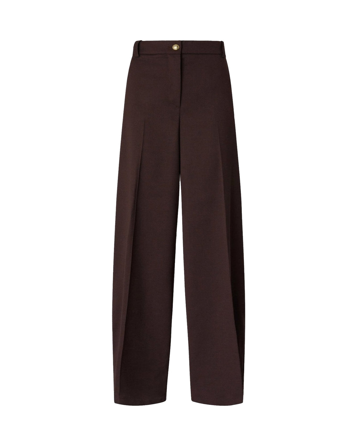 Pinko pantaloni barrel fit in misto lana, colore marrone scuro, immagine 5 di 6