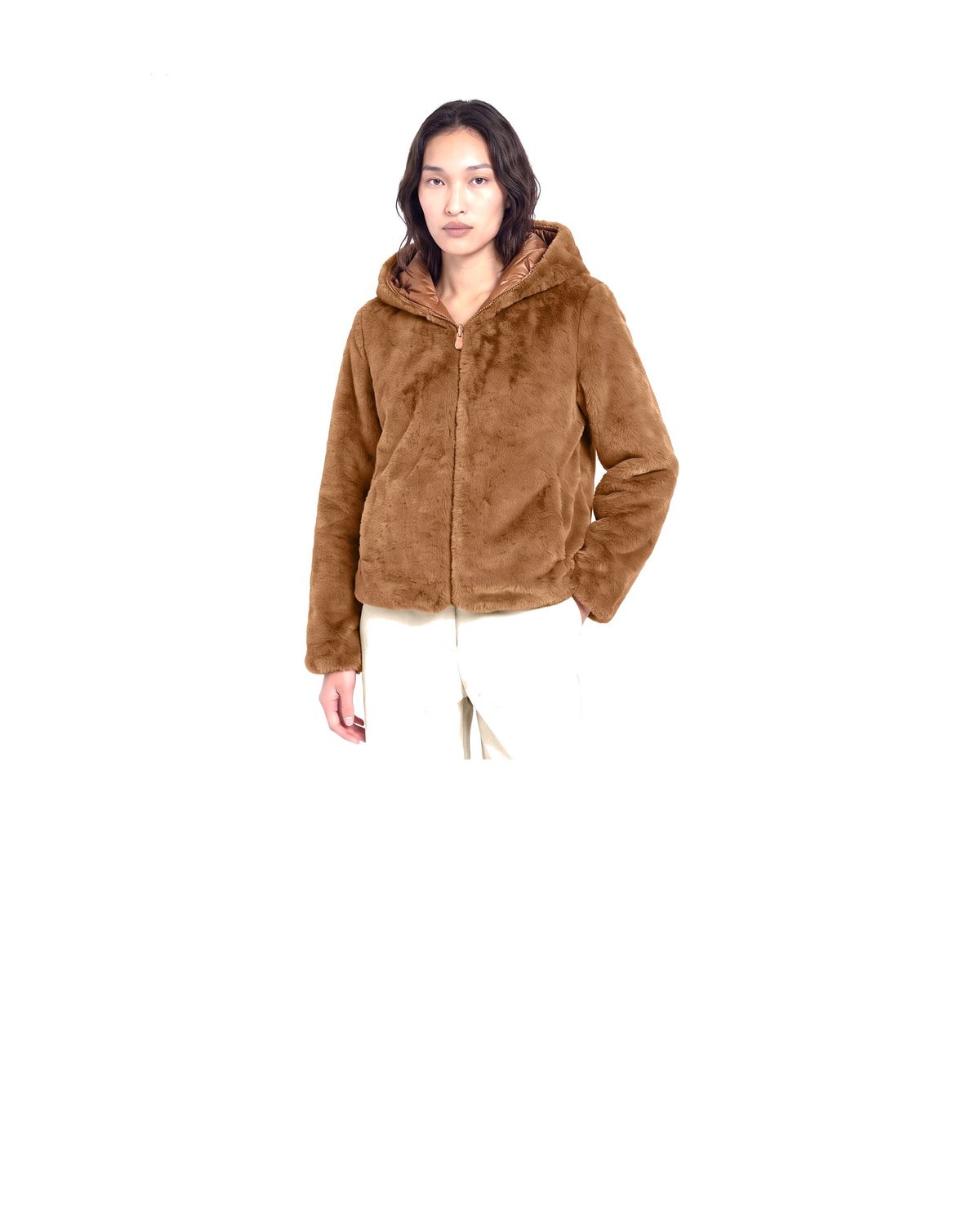 Giacca reversibile con cappuccio Save The Duck Laila, colore Marrone nocciola (Noisette Brown), immagine 5 di 6
