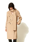 Twinset Milano cappotto in panno velour con stola rimovibile, colore Beige Dune melange, vista principale