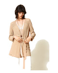 Twinset Milano cardigan in maglia traforata con cintura e frange ai polsini, beige Nougat, vista principale