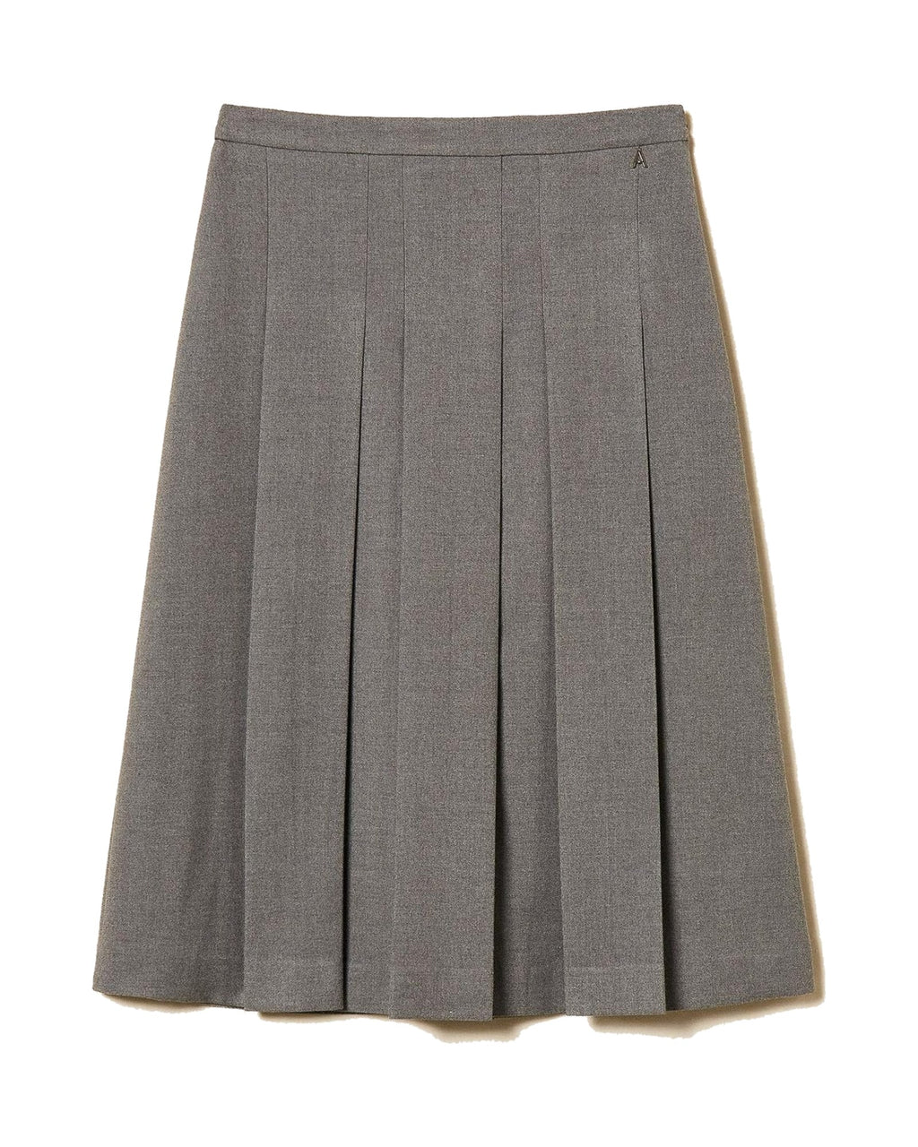 Twinset Milano gonna longuette in flanella, colore grigio melange, immagine 7 di 7