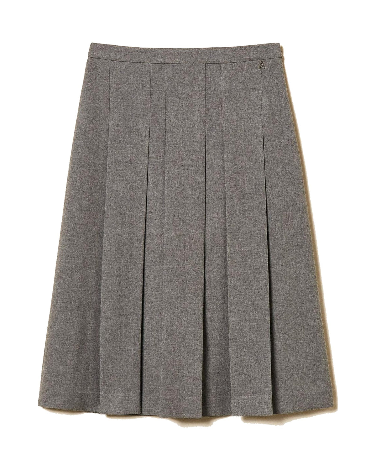 Twinset Milano gonna longuette in flanella, colore grigio melange, immagine 7 di 7