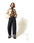 Twinset Milano jeans flare con risvolto in cotone, colore blu Indaco, vista principale
