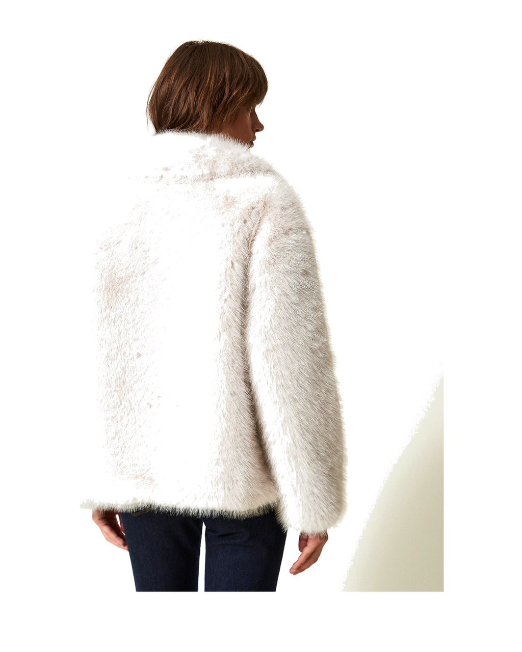 Twinset Milano cappotto corto effetto teddy in poliestere, colore Soft Grey (grigio chiaro), immagine 5 di 7