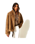 Twinset Milano giacca effetto teddy in poliestere, colore Natural Beige Oak, vista principale