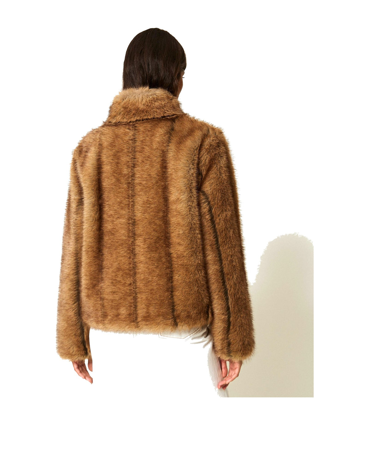 Twinset Milano giacca effetto teddy in poliestere, colore Natural Beige Oak, immagine 3 di 7