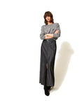 Twinset Milano gonna lunga in denim fluido con cintura, colore denim nero, vista principale