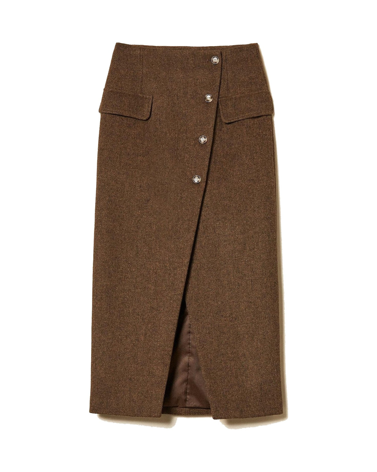 Twinset Milano gonna lunga in panno velour, colore Mocha Melange, immagine 5 di 5