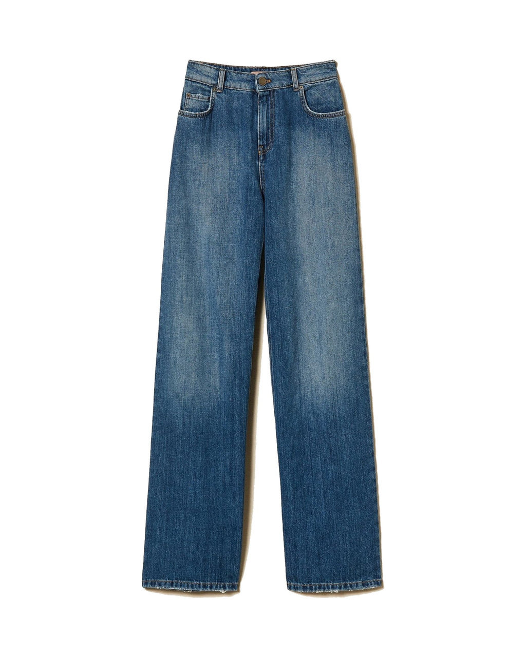 Twinset Milano jeans wide leg cinque tasche, colore blu denim medio, immagine 5 di 5