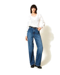 Twinset Milano jeans wide leg cinque tasche, colore blu denim medio, vista principale