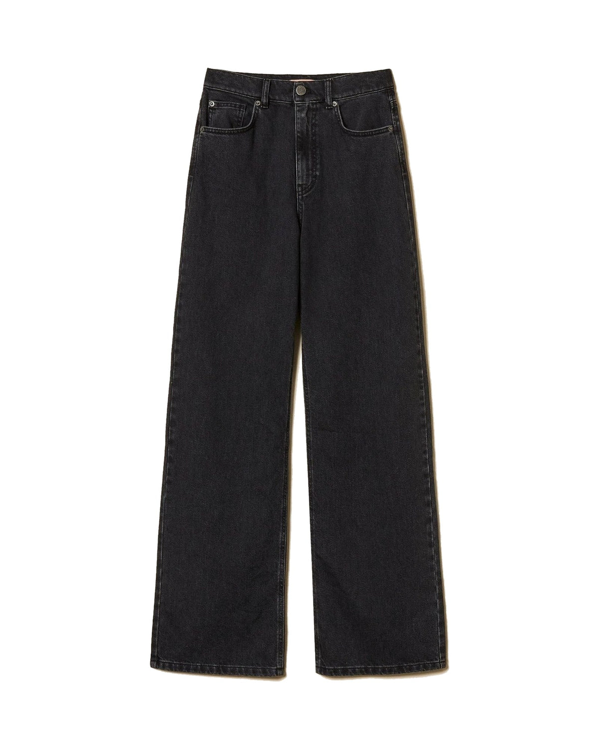 Twinset Milano jeans wide leg nero cinque tasche, colore denim nero, immagine 5 di 5