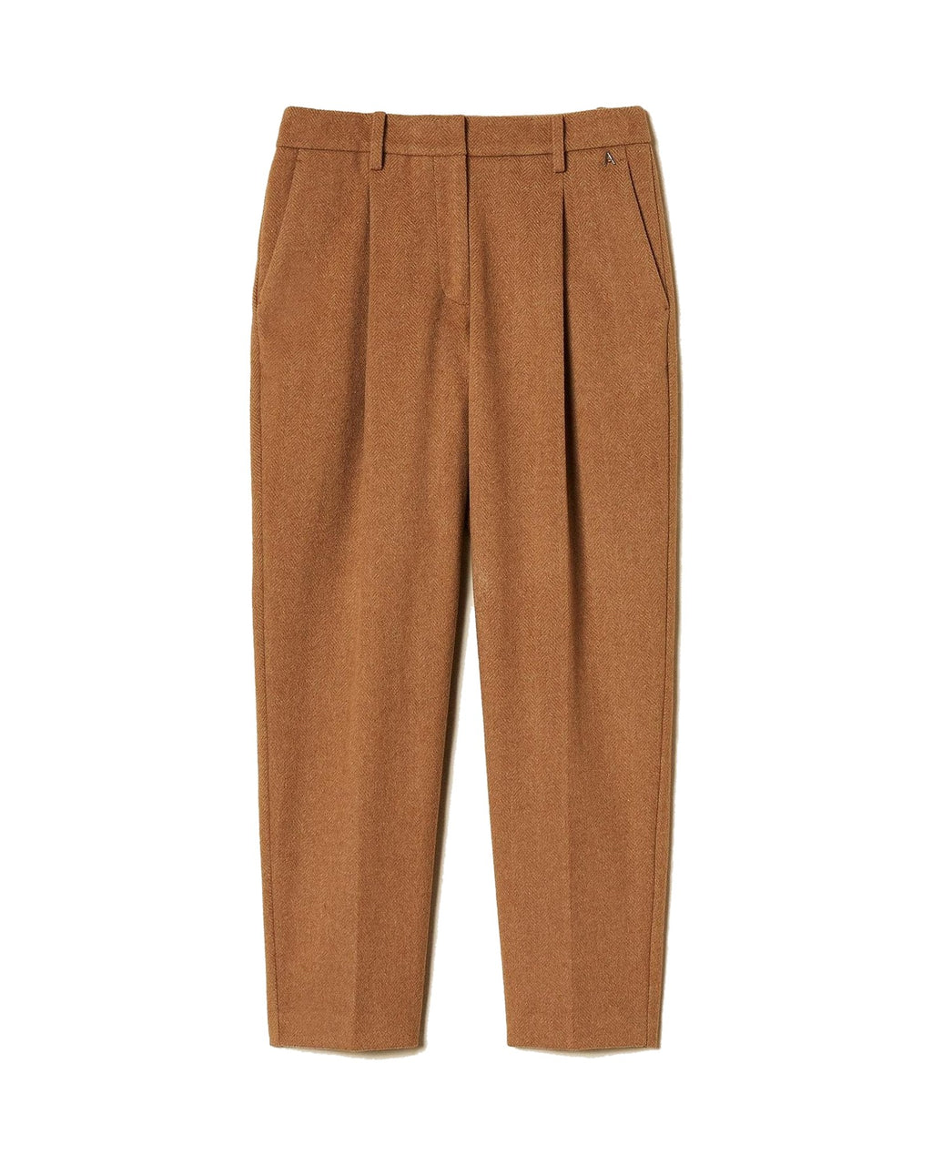 Twinset Milano pantaloni a sigaretta in misto lana chevron, colore Toffee Herringbone, immagine 6 di 6