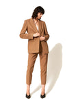 Twinset Milano pantaloni a sigaretta in misto lana chevron, colore Toffee Herringbone, vista principale