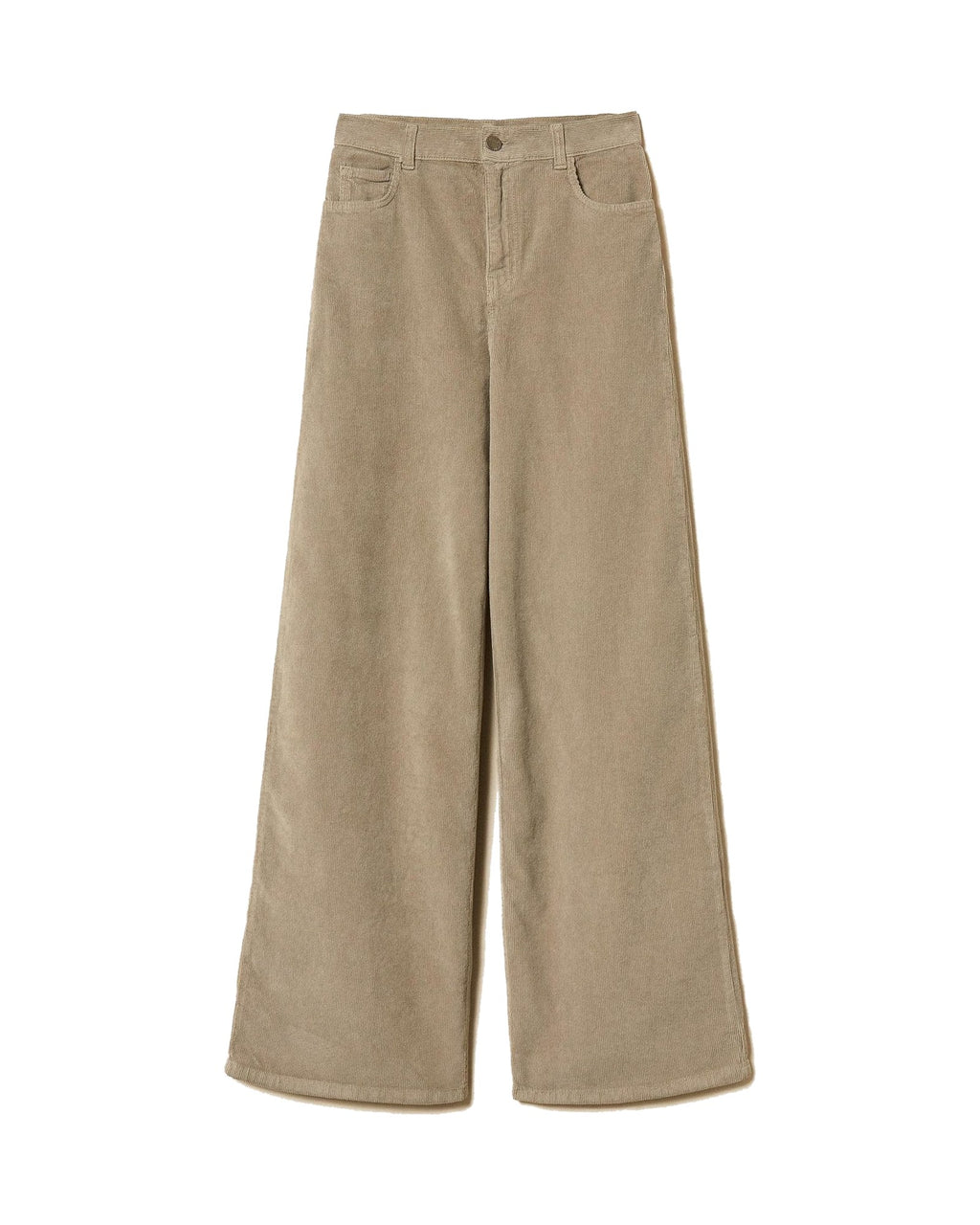 Twinset Milano pantaloni ampi in velluto a costine, colore mastice, immagine 6 di 6