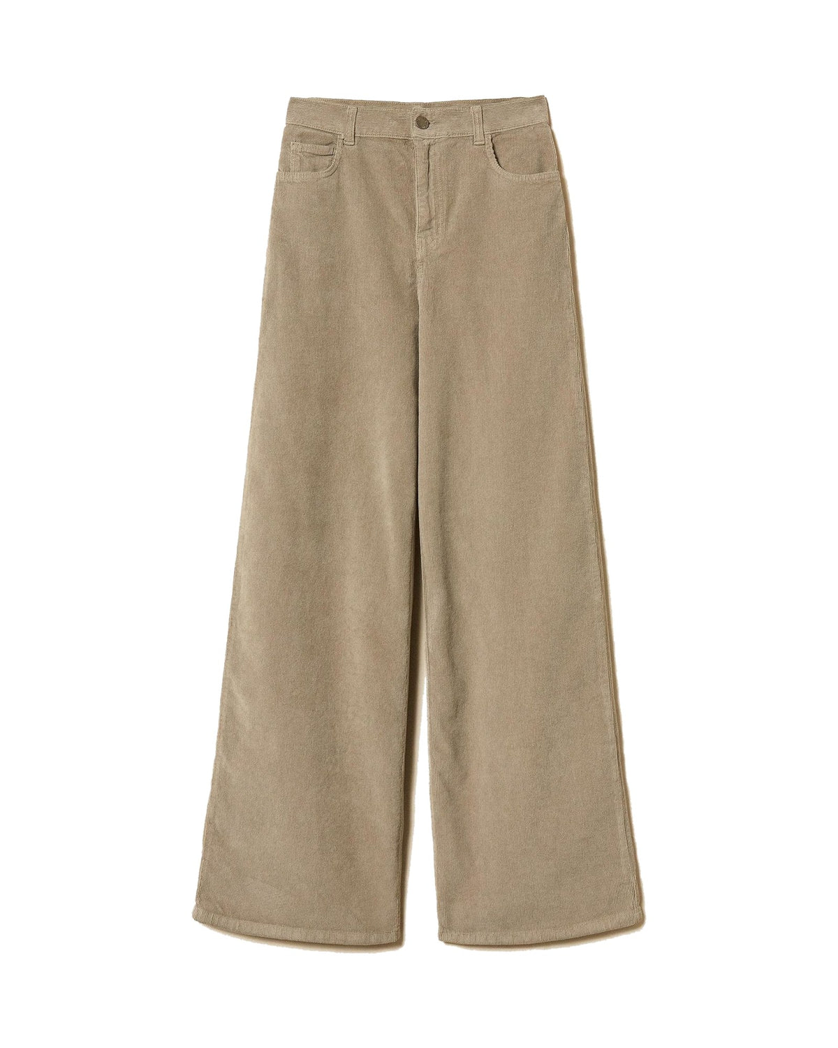 Twinset Milano pantaloni ampi in velluto a costine, colore mastice, immagine 6 di 6