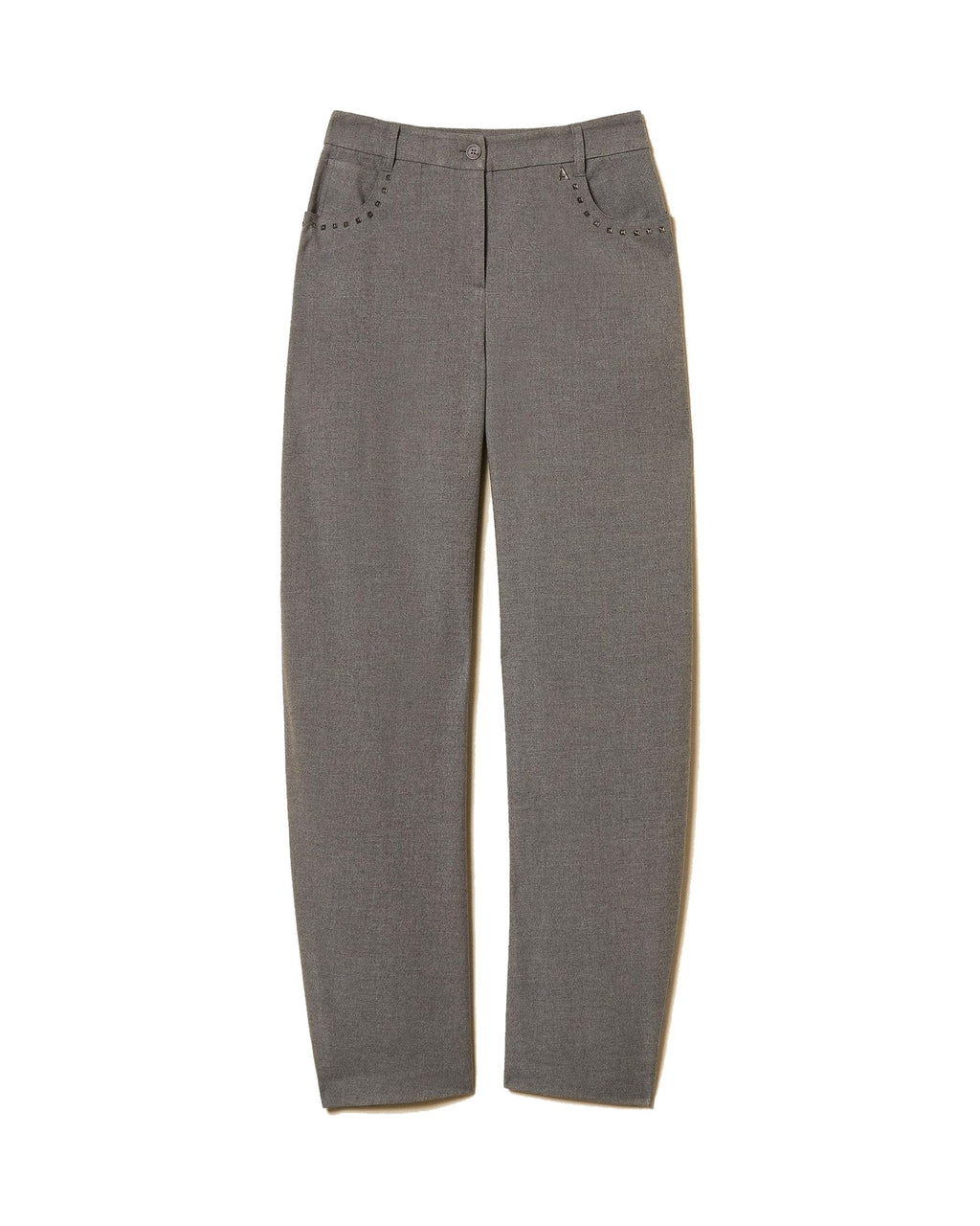 Twinset Milano pantaloni balloon in flanella, colore grigio melange, immagine 5 di 5