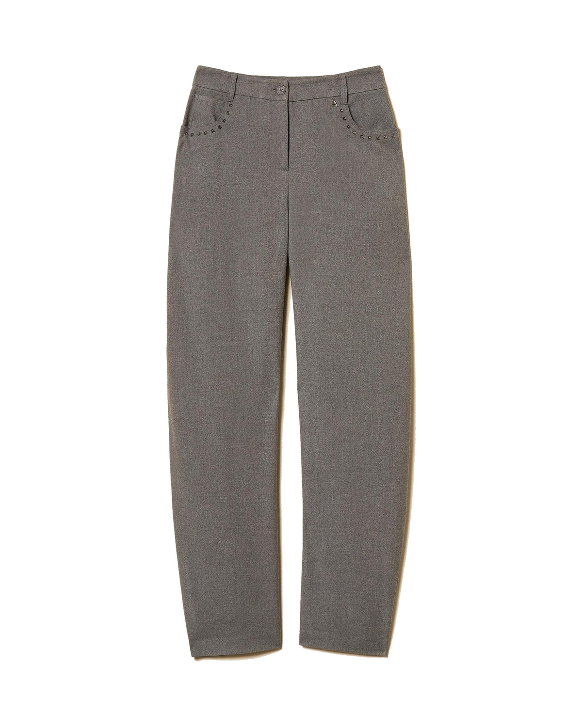 Twinset Milano pantaloni balloon in flanella, colore grigio melange, immagine 5 di 5