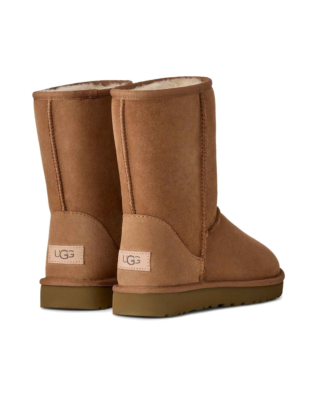 Stivale UGG Classic Short II in pelle scamosciata con gambale risvoltabile, colore Chestnut, immagine 4 di 8