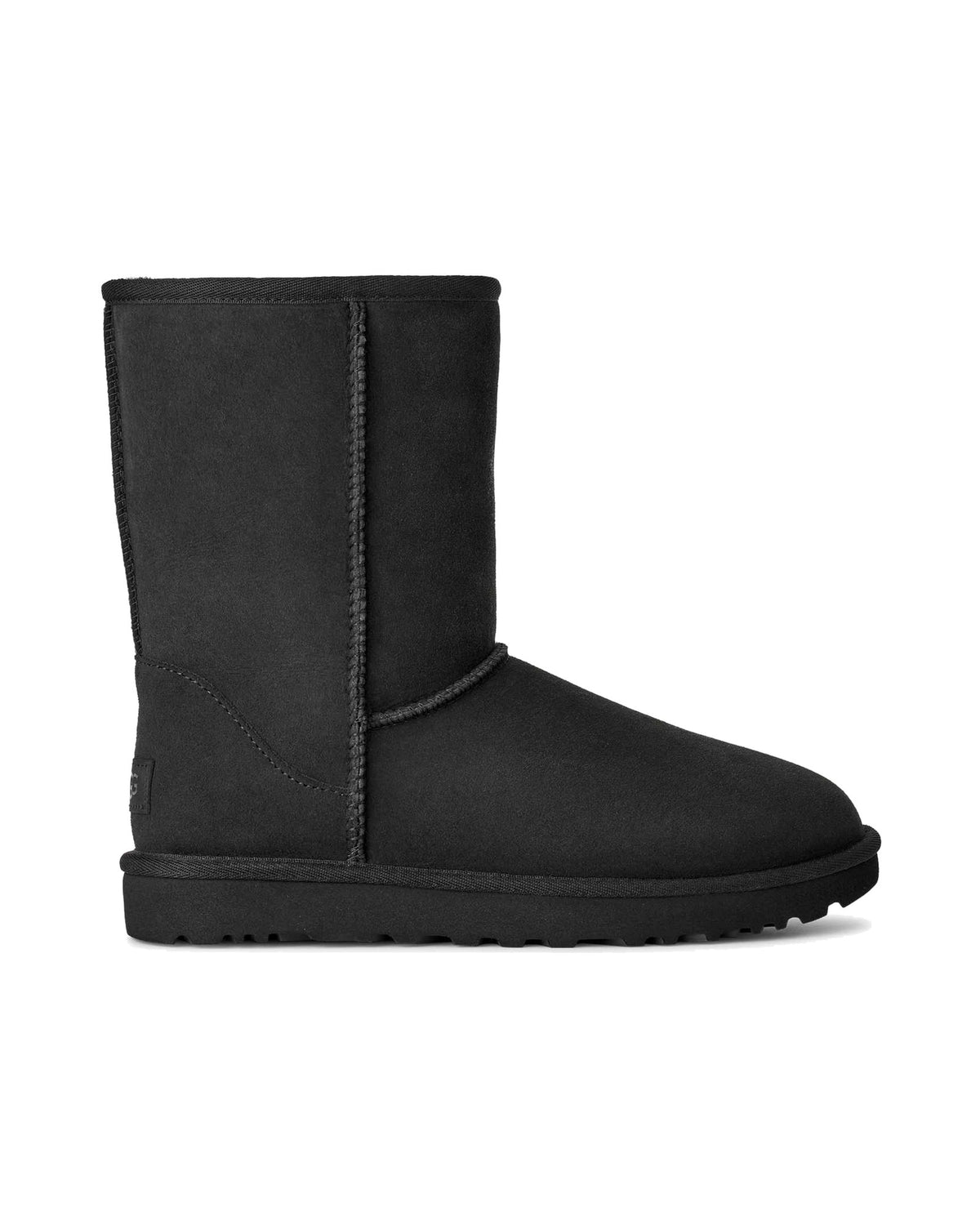 Stivale UGG Classic Short II in pelle scamosciata con gambale risvoltabile, colore Nero, vista principale