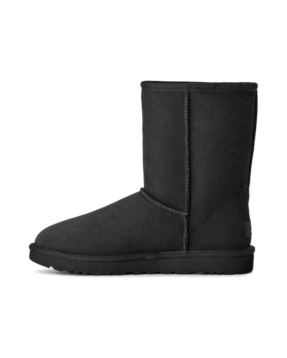 Stivale UGG Classic Short II in pelle scamosciata con gambale risvoltabile, colore Nero, immagine 3 di 7