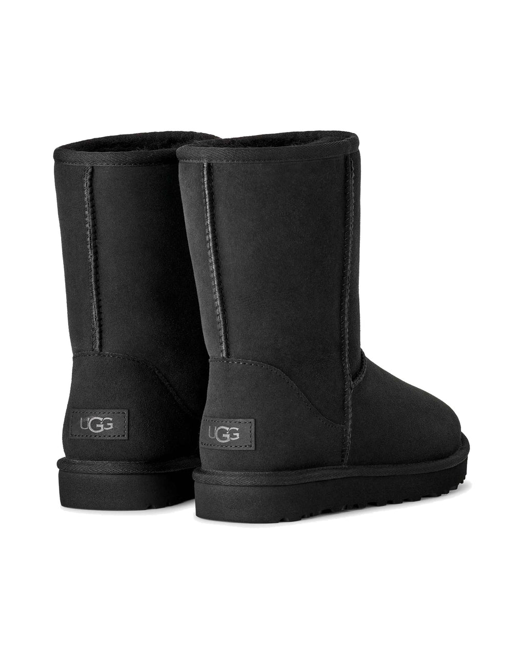 Stivale UGG Classic Short II in pelle scamosciata con gambale risvoltabile, colore Nero, immagine 4 di 7