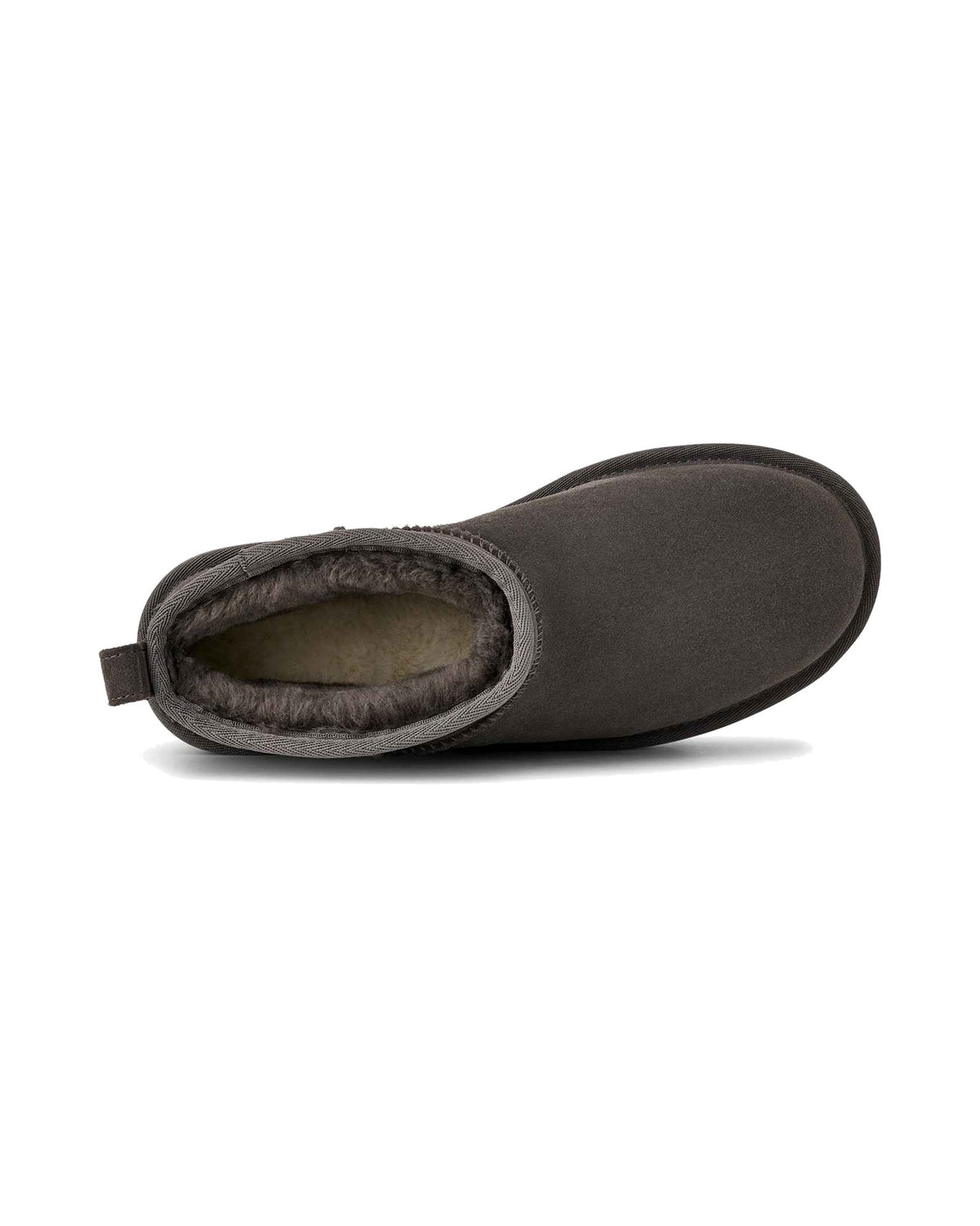 Stivaletto UGG Classic Ultra Mini Platform in pelle scamosciata con plateau, colore Charcoal, immagine 4 di 5
