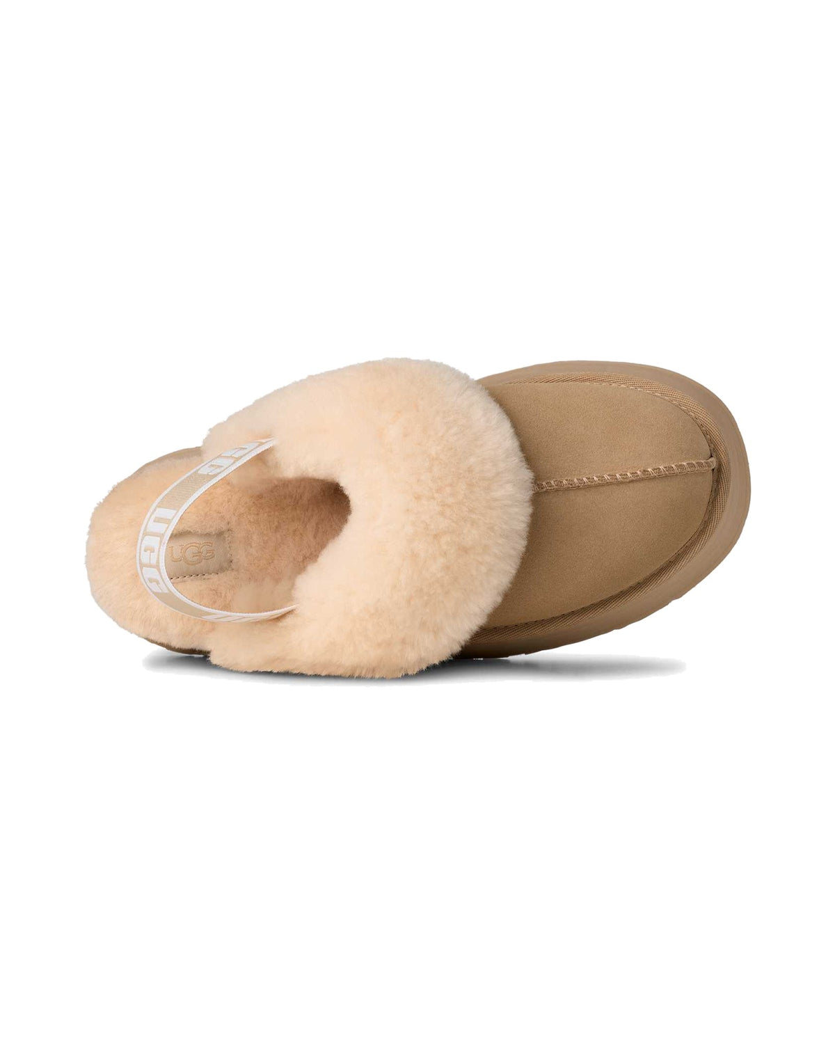 Ciabatta con plateau UGG Funkette in pelle scamosciata, colore Mustard Seed, immagine 5 di 6