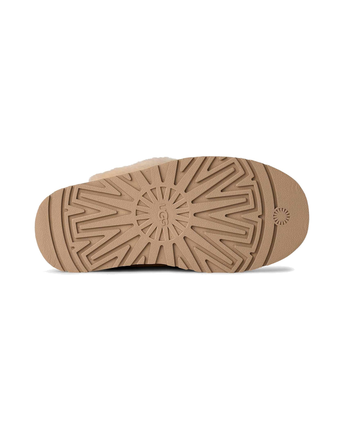 Ciabatta con plateau UGG Funkette in pelle scamosciata, colore Mustard Seed, immagine 6 di 6