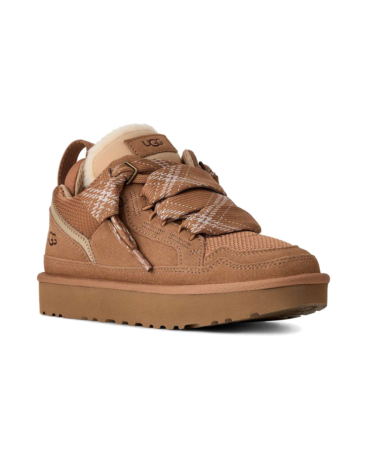 Sneakers basse UGG Lowmel in pelle scamosciata con inserti in rete, colore Chestnut, immagine 2 di 8