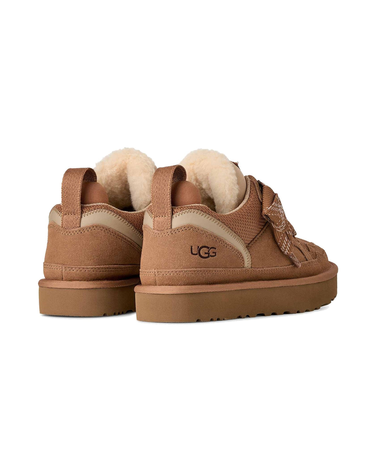 Sneakers basse UGG Lowmel in pelle scamosciata con inserti in rete, colore Chestnut, immagine 4 di 8