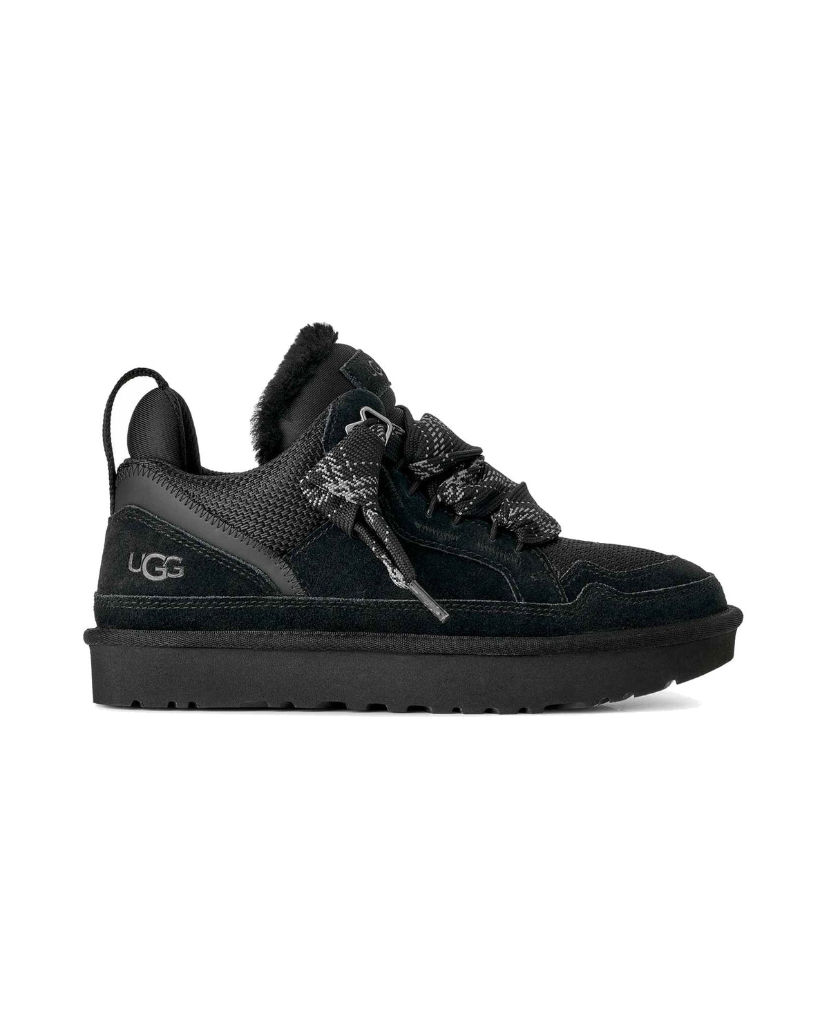 Sneakers basse UGG Lowmel in pelle scamosciata con inserti in rete, colore Nero, vista principale