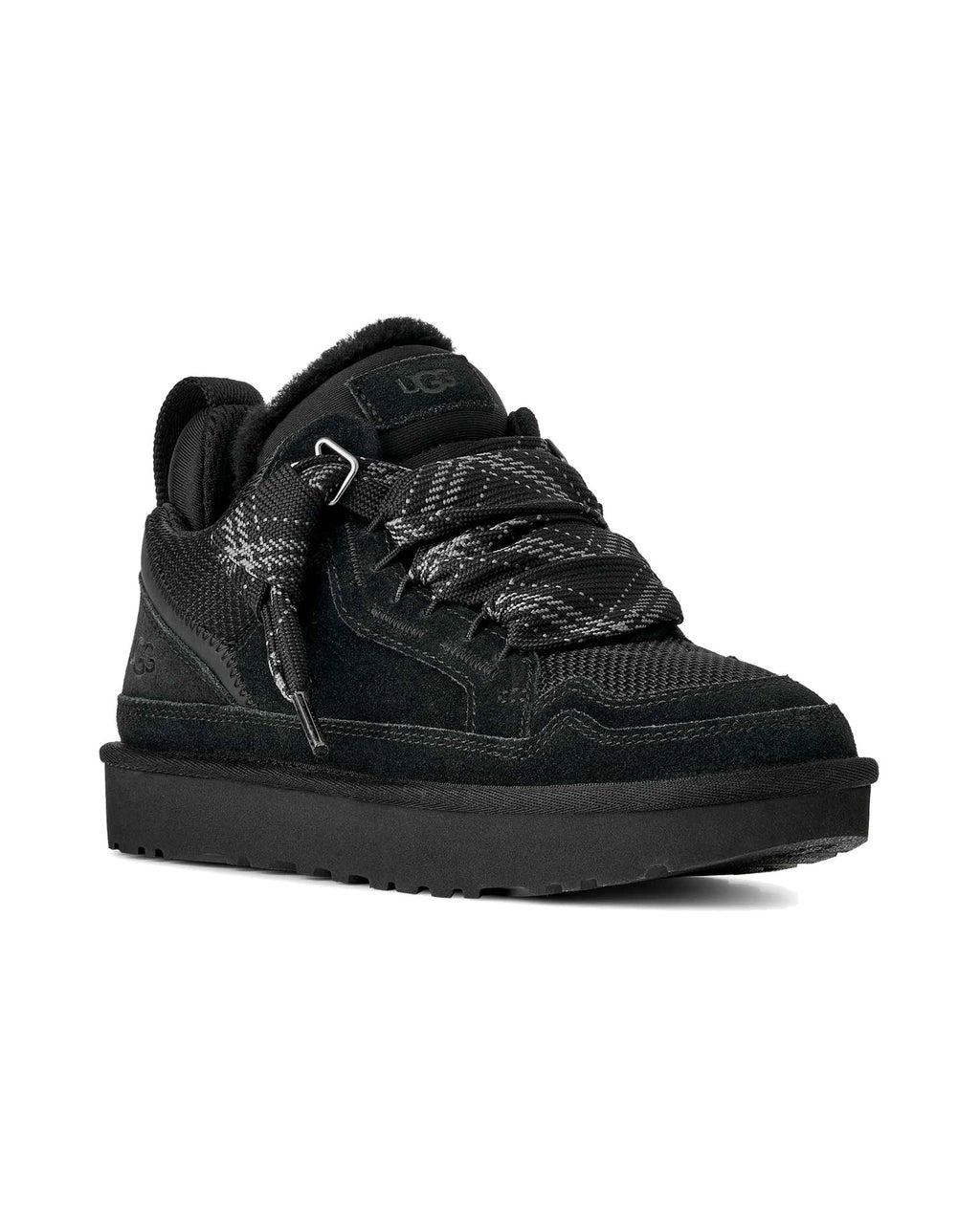 Sneakers basse UGG Lowmel in pelle scamosciata con inserti in rete, colore Nero, immagine 2 di 7