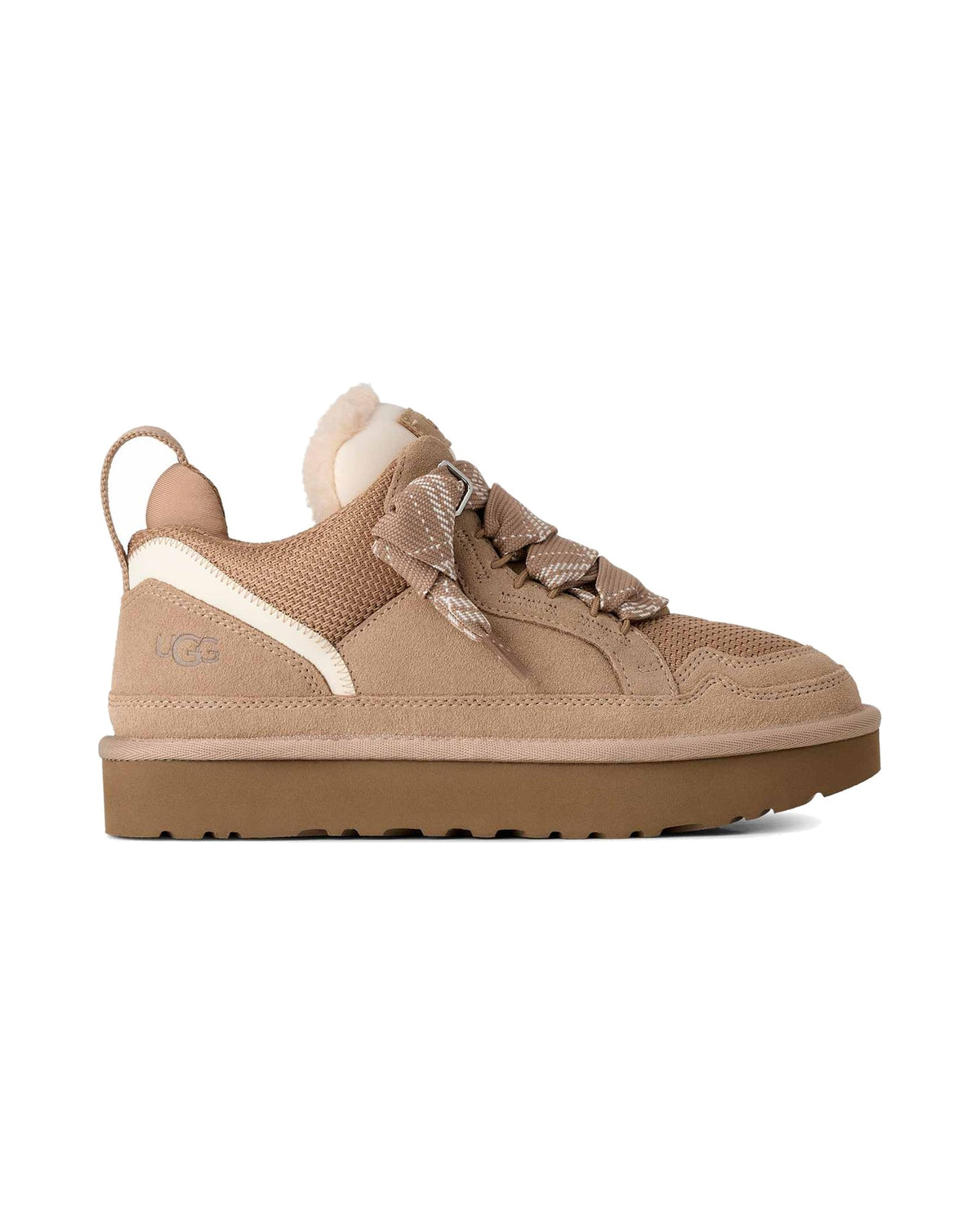 Sneakers basse UGG Lowmel in pelle scamosciata con inserti in rete, colore Sand, vista principale