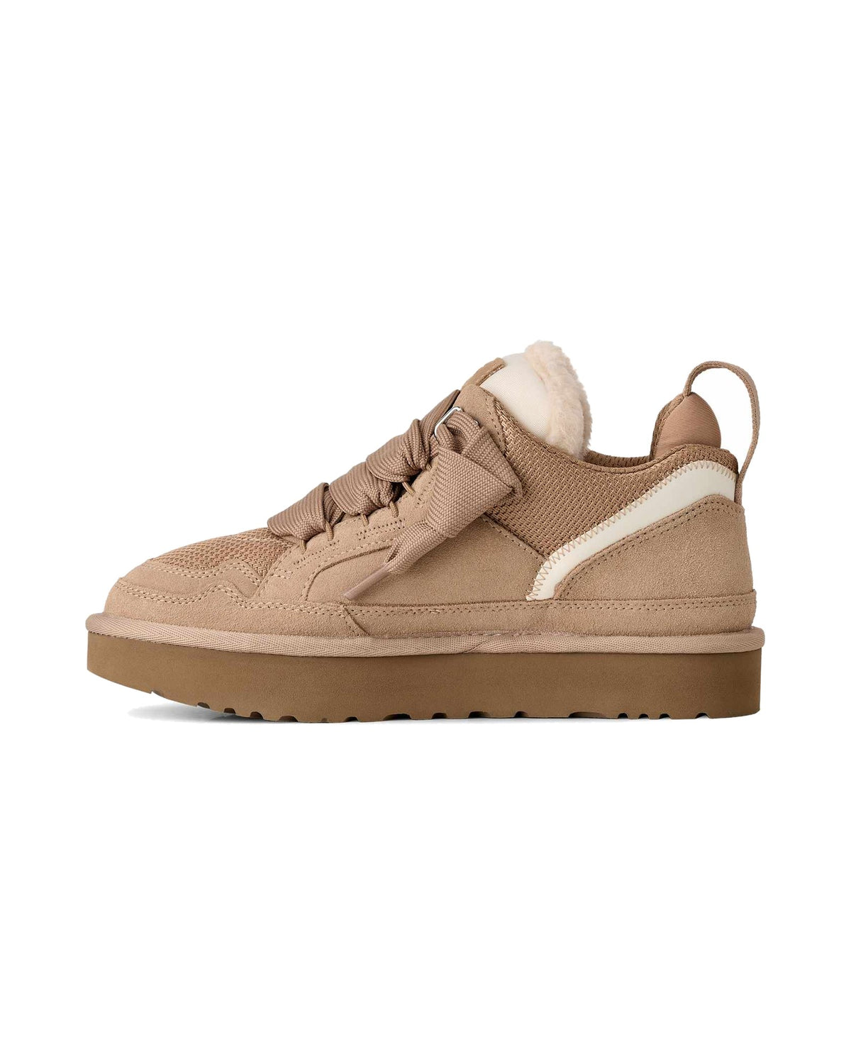 Sneakers basse UGG Lowmel in pelle scamosciata con inserti in rete, colore Sand, immagine 3 di 8