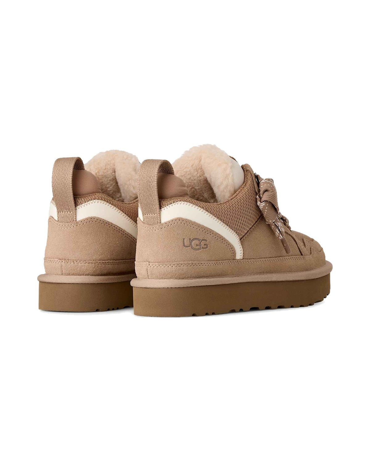 Sneakers basse UGG Lowmel in pelle scamosciata con inserti in rete, colore Sand, immagine 4 di 8