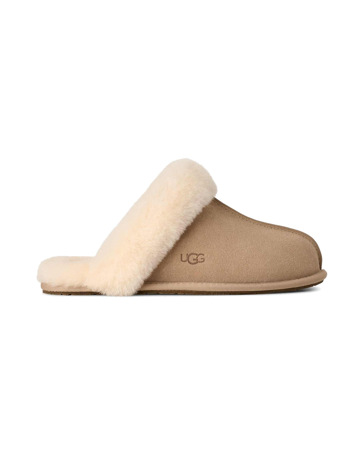 Pantofola slip-on UGG Scuffette II in pelle scamosciata, colore Sand, vista principale