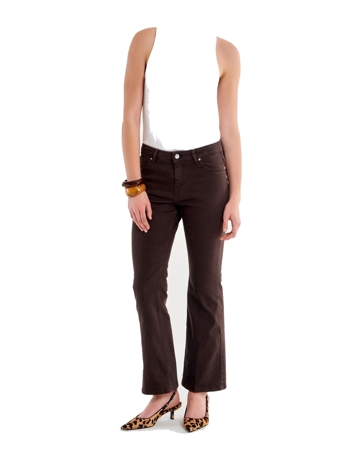 Vicolo jeans Icon Gisele boot cut, colore marrone moro, vista principale
