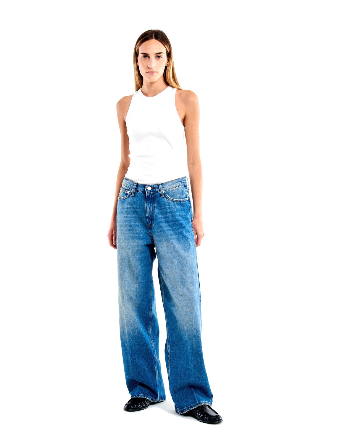 Vicolo jeans Xenobia wide leg, colore blu, vista principale