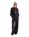 Vicolo pantaloni palazzo gessati con pinces, colore grigio gessato, vista principale