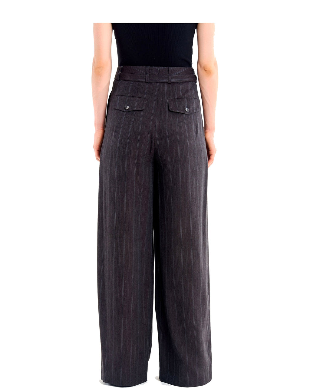 Vicolo pantaloni palazzo gessati con pinces, colore grigio gessato, immagine 3 di 3