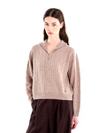 Vicolo pull camionneur a trecce in lana, colore beige, vista principale