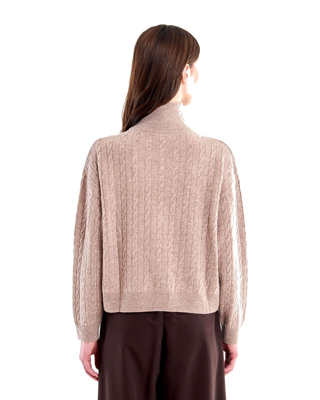 Vicolo pull camionneur a trecce in lana, colore beige, immagine 3 di 4