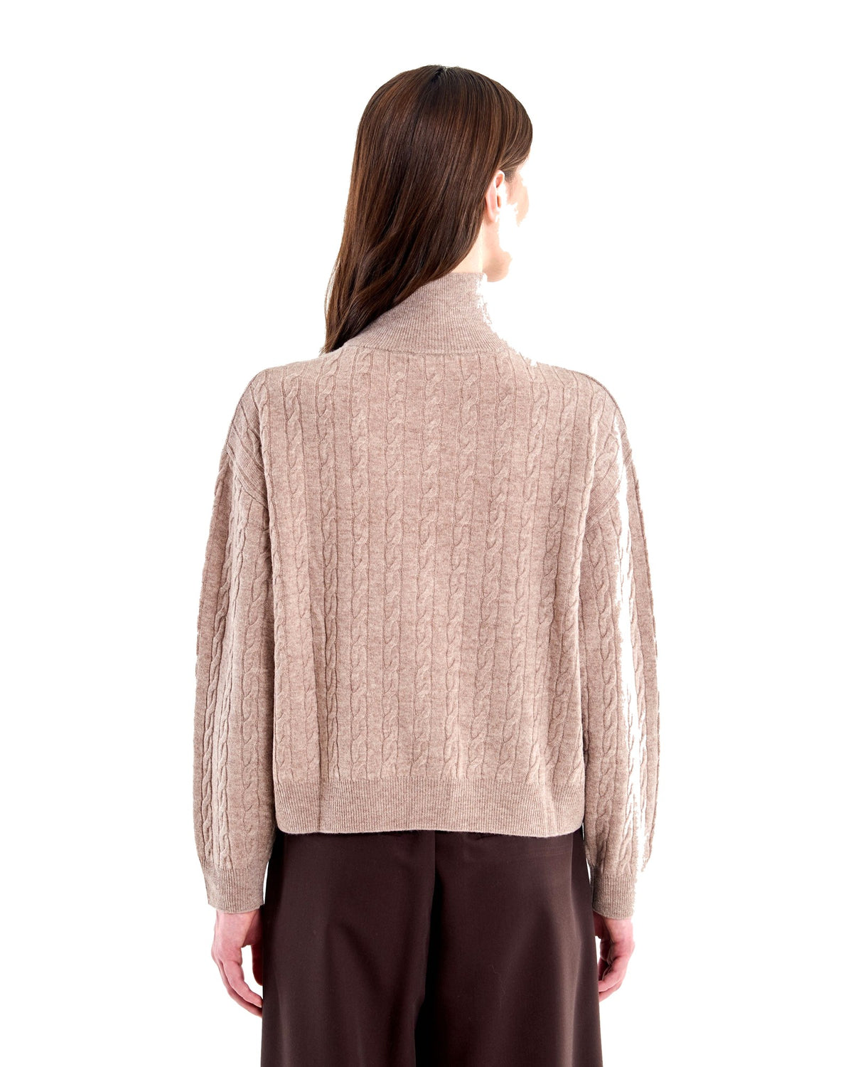 Vicolo pull camionneur a trecce in lana, colore beige, immagine 3 di 4