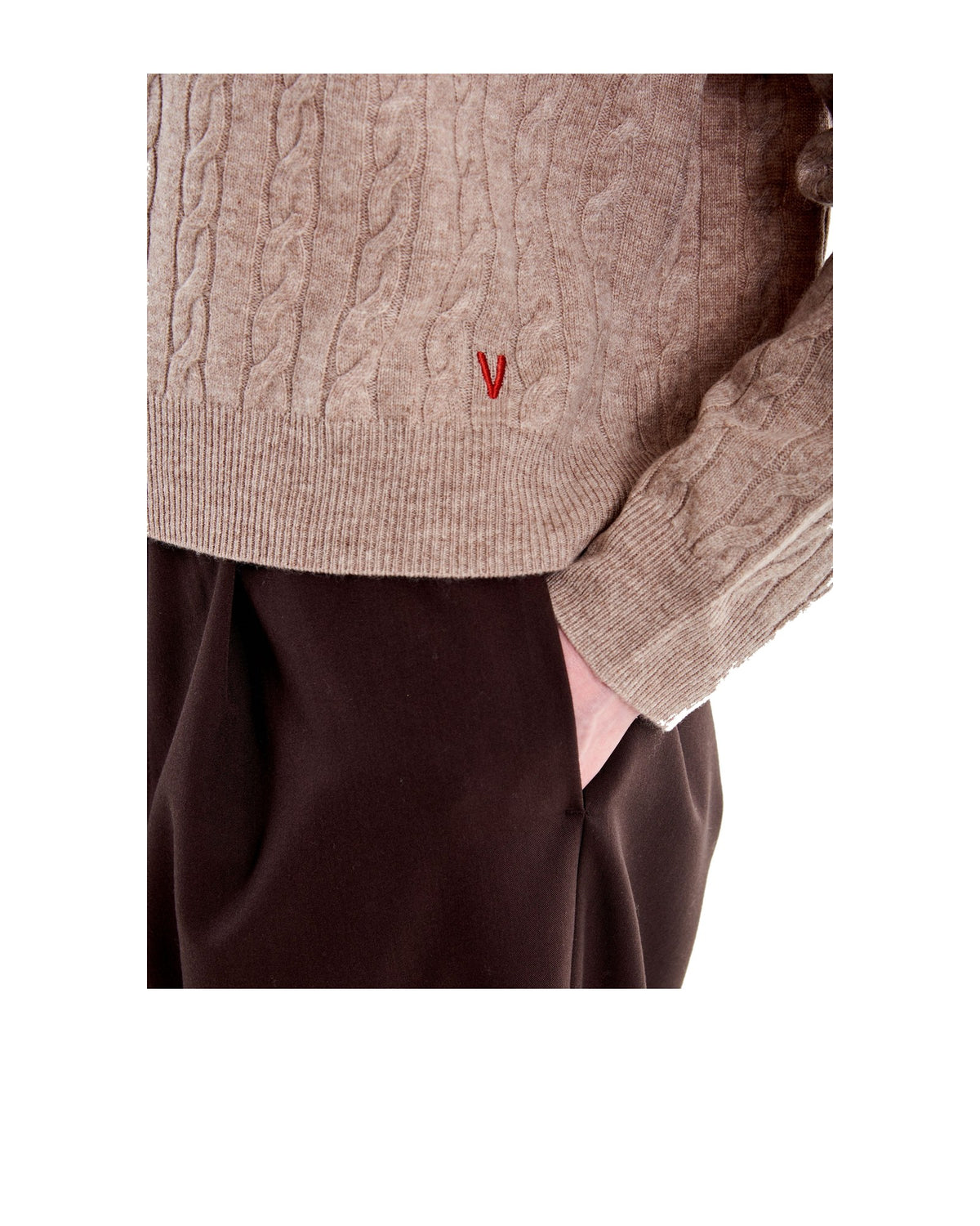 Vicolo pull camionneur a trecce in lana, colore beige, immagine 4 di 4